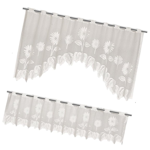 2PCS Lace Sheer Window Curtains Half Easy Install Without Tool Need