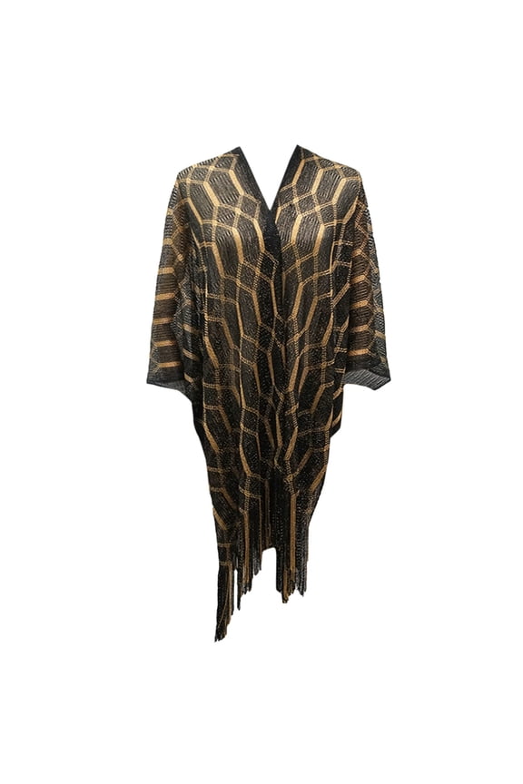 2PCS Ladies Shawl Gold Loose Cardigan Sunscreen Summer Beach Skirt Bikini Swimsuit