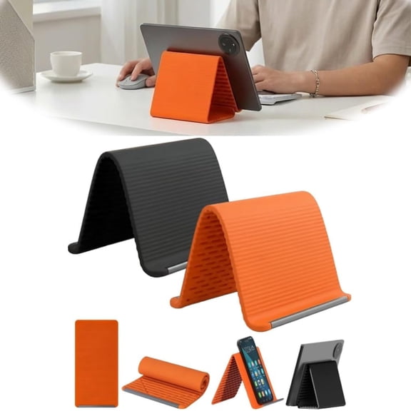 2PCS Lakki Silicone Phone Holder, Flexible Foldable Phone Stand, Adjustable Airplane Desk Holder for Phone Tablet Laptop Travel Office