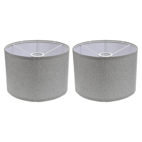 2PCS Lamp Shades Natural Linen Lampshades High Replacement Fabric for Table Floor Lamp-Grey