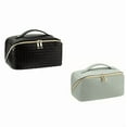 thumbnail image 1 of 2PCS Large Capacity Travel Cosmetic Bag - Makeup Bag, PU Leather Waterproof Cosmetic Bag, Women Portable Travel Makeup Bag With Handle and Divider Flat Lay Makeup Organizer Bag, 1 of 6