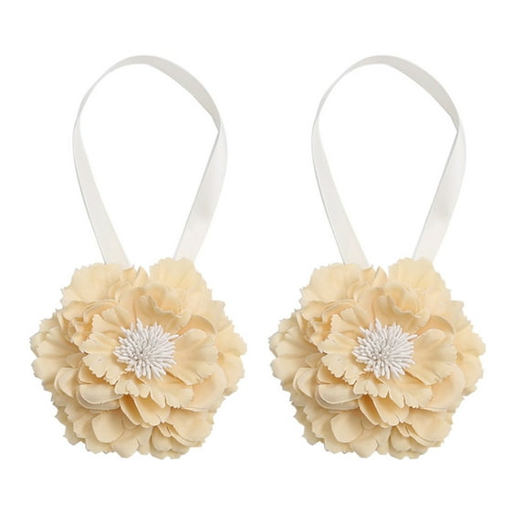 2PCS Large Cloth Flower Magnetic Curtain Tieback Wedding Decorative Holdbacks Rope American Rustic Style Drapery Holder Clip for Girl's Room
