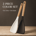 thumbnail image 1 of 2PCS Large Cooking Spoons for Serving, 12.2" Nonstick Silicone Spoonula with Wooden Handle, Heat Resistant Rubber Serving Spatula Spoon for Mixing, Baking, Scooping and Scraping Great for Stir Frying, 1 of 6