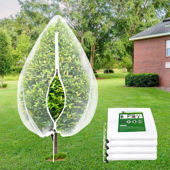 2PCS Large Fruit Tree Netting with Drawstring and Zipper, 8 * 8FT Garden Netting for Garden Protection, Insect Bird Netting for Fruit Trees, Protection from Anti Birds, Bugs,Cicadas, Insects