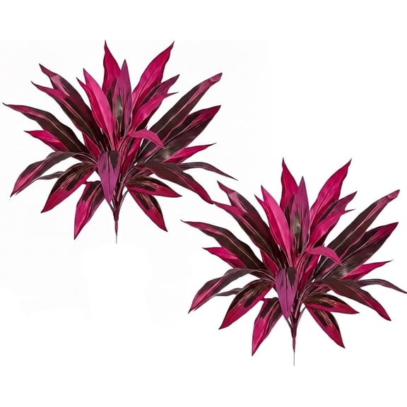 2PCS Large Realistic Artificial Boston Fern & Dragon's Blood Tree Plants, with Vibrant Pink & Purple Faux Foliage, UV Resistant Artificial Ferns, for Home Garden Patio Wedding Balcony Decor