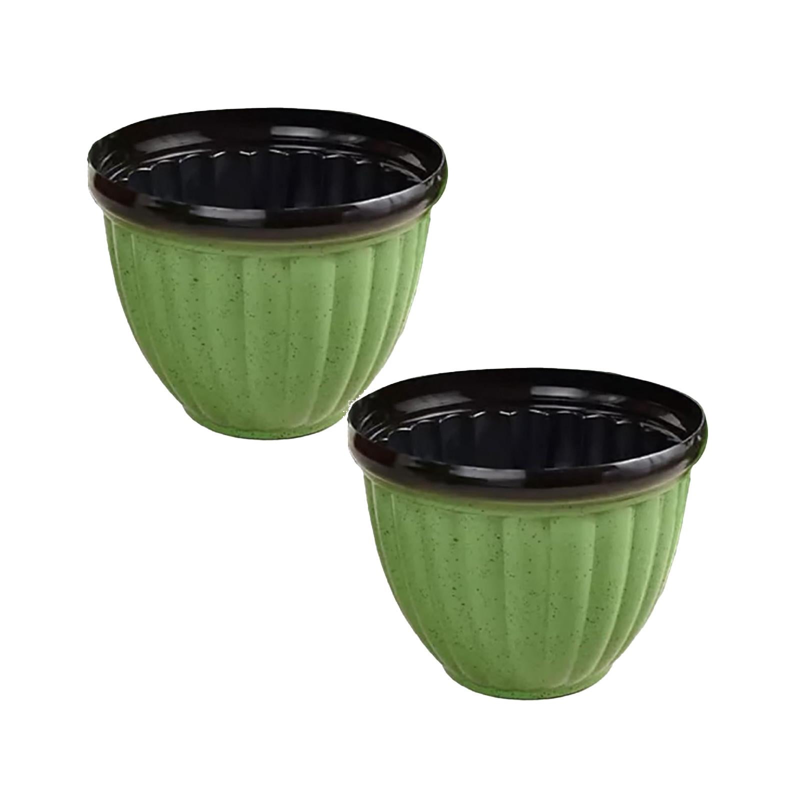 2PCS Large Ribbed Planter Pots with Drainage Hole, Space-Saving ...