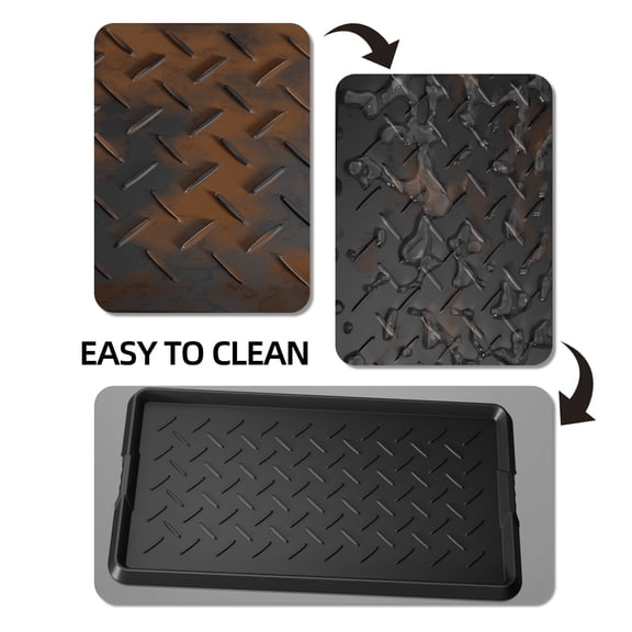 2PCS Large Rubber Boot Tray, Waterproof Non-Slip Shoe Trays for Entryway, All-Weather Versatile Boot Mat Tray with Raised Edge, 47"x16" Rubber Mat for Shoe Organizer Indoor/Outdoor Use