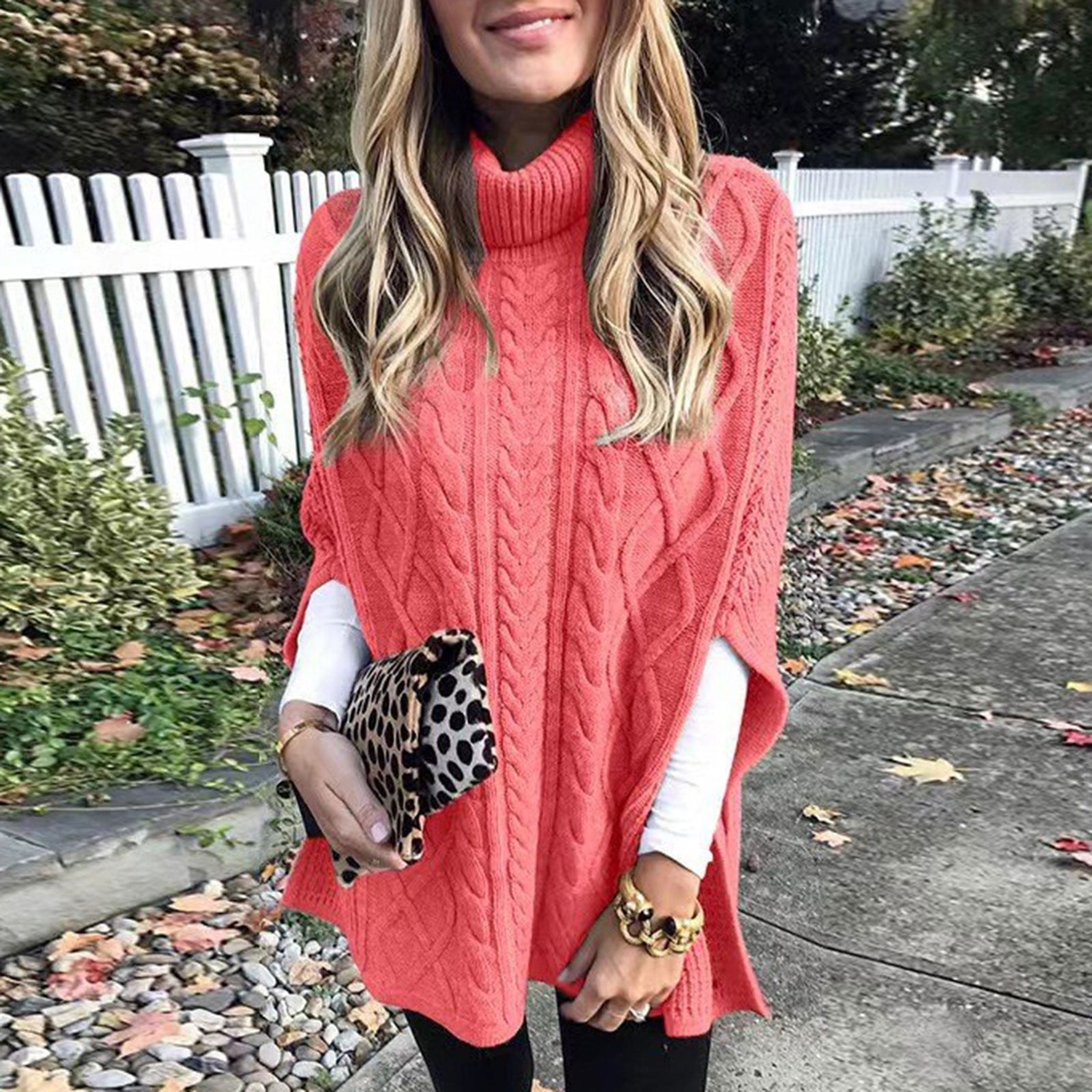 2PCS Latested 2022 Lady Long Sleeves Plus Size Dress High Neck Sweater