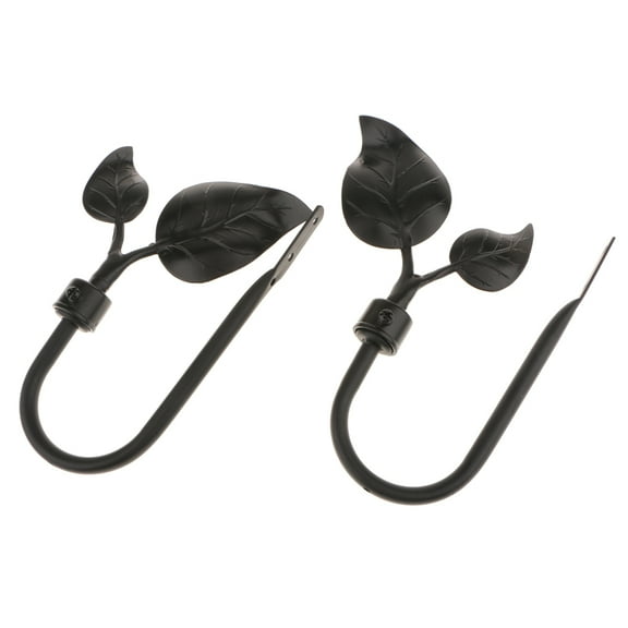 2PCS Leaf Shaped Curtain Hooks Drapery Tieback Hanger Holder Black