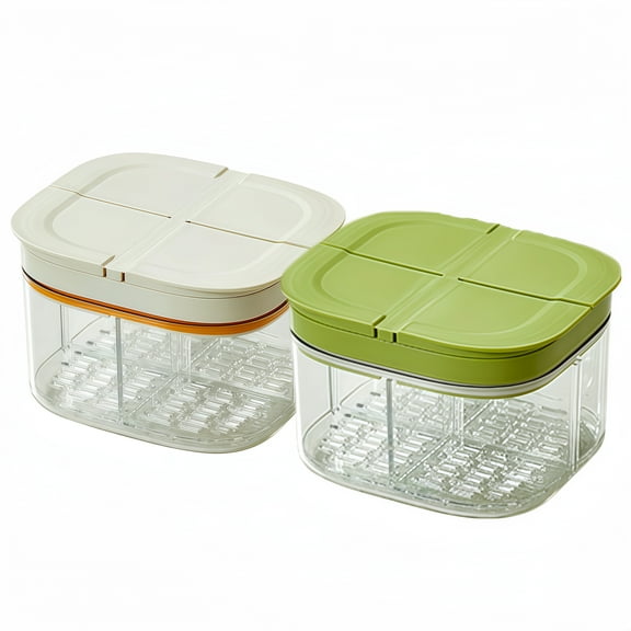 2PCS Leakproof Vegetables and Fruits Fresh Keeping Boxes for Freezer Storage
