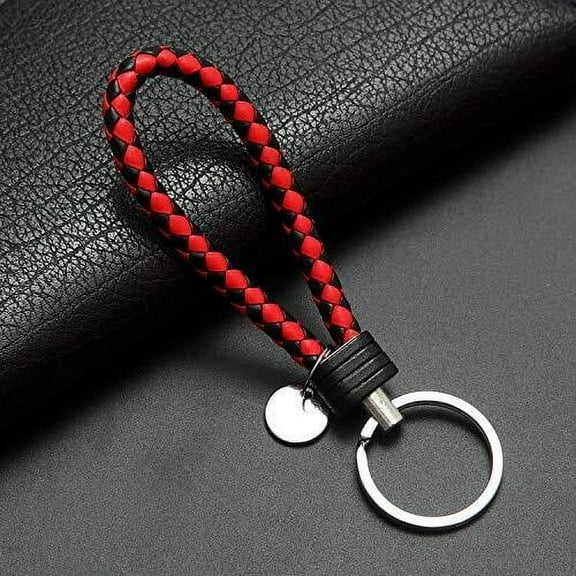 2PCS Leather Keychain Holder Braided Woven Rope Key Chain Keyring Pendant Car DIY for Men and Women Handbag