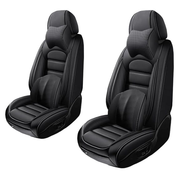 2PCS Leather Seat Covers for Toyota 98% Car Models Non-slip Car Seat Protectors Easy to Install and Clean(With Two Pillows,Black)