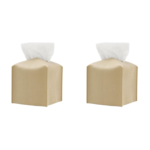 2PCS Leather Tissue Cover for Home and Elegant Decorative Storage Container with Easy Design 13X13X13cm Home Decor