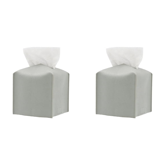 2PCS Leather Tissue Cover for Home and Elegant Decorative Storage Container with Easy Design 13X13X13cm Home Decor