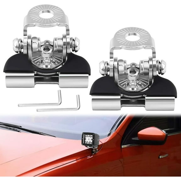 2PCS Led Hood Mounts, Universal Led Light Bar Mounting Brackets 304 Stainless Steel Hood Clamp Lights Mounts