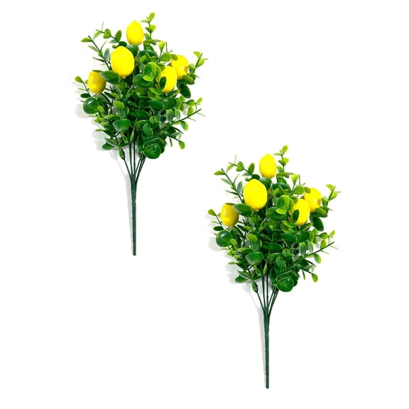 2PCS Lemon Tree,Artificial Lemon Leaves with Lemon,11.81" Faux Greenery Plants,Plastic Lemon Tree Bushes for Garden,Patio,Porch,Window Box,Planter & Indoor Outdoor Home Decor(2PCS)