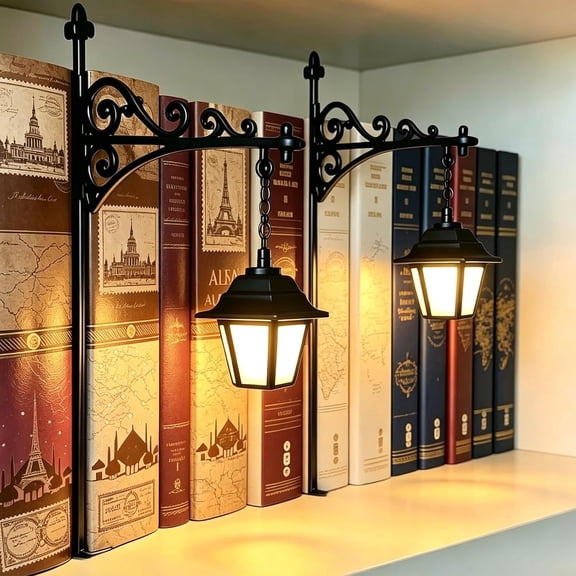 2PCS Library Lantern Antique LED Bookshelf Lamp (Style A-2pcs) | Book Reading Light for Bookworms, Ornament Lighting for Study Reading Corner Home Library, Unique Gift for Book Lovers