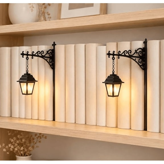 2PCS Library Lantern-Decorative Bookshelf Lighting, Vintage Fantasy Book Nook Lamp, Portable Miniature Shelf Light, Reading Nook Literary Decor, Unique Gift for Book Lovers