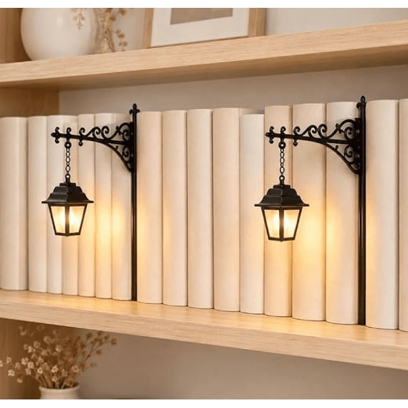 2PCS Library Lantern Decorative Bookshelf Lighting, Vintage Mini Street ...