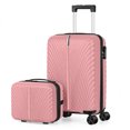 thumbnail image 1 of 2PCS Lightweight PP Luggage Set with Carry-On Suitcase and Cosmetic Case, Rose Gold, 1 of 5
