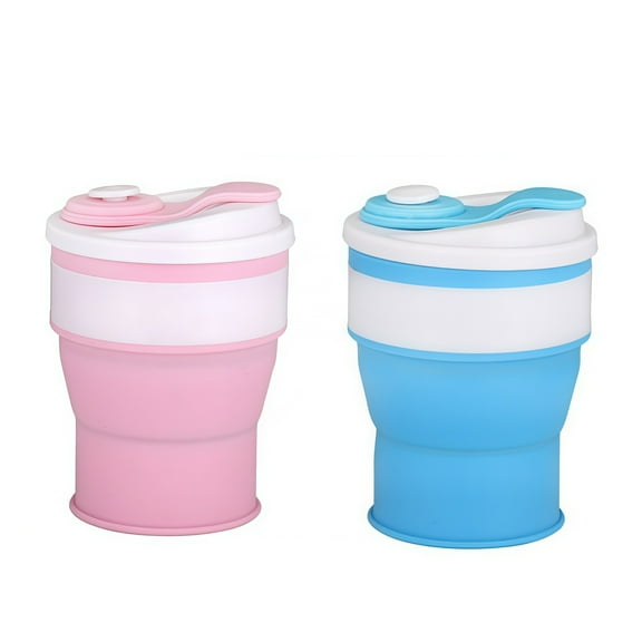 2PCS Lightweight Silicone Collapsible Drinking Cups Convenient Travel Cups