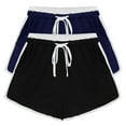 thumbnail image 1 of 2PCS Lightweight Workout Shorts Solid Color Shorts For Casual Loose Comfy Elastic Waist Drawstring Yoga Athletic Short Pants Trendy Beach Shorts With Pockets on Clearance,Navy L, 1 of 5