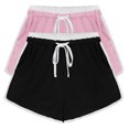 thumbnail image 1 of 2PCS Lightweight Workout Shorts Solid Color Shorts For Casual Loose Comfy Elastic Waist Drawstring Yoga Athletic Short Pants Trendy Beach Shorts With Pockets on Clearance,Pink M, 1 of 5