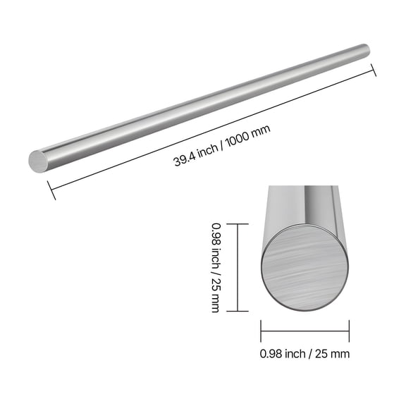 2PCS Linear Motion Rod 25mm x 1000mm 0.98 x 39.4 in SFC25 Carbon Steel Linear Rod Shaft Anti Rust High Precision High Hardness Shaft for Cutting Grinding Milling Drilling Machine