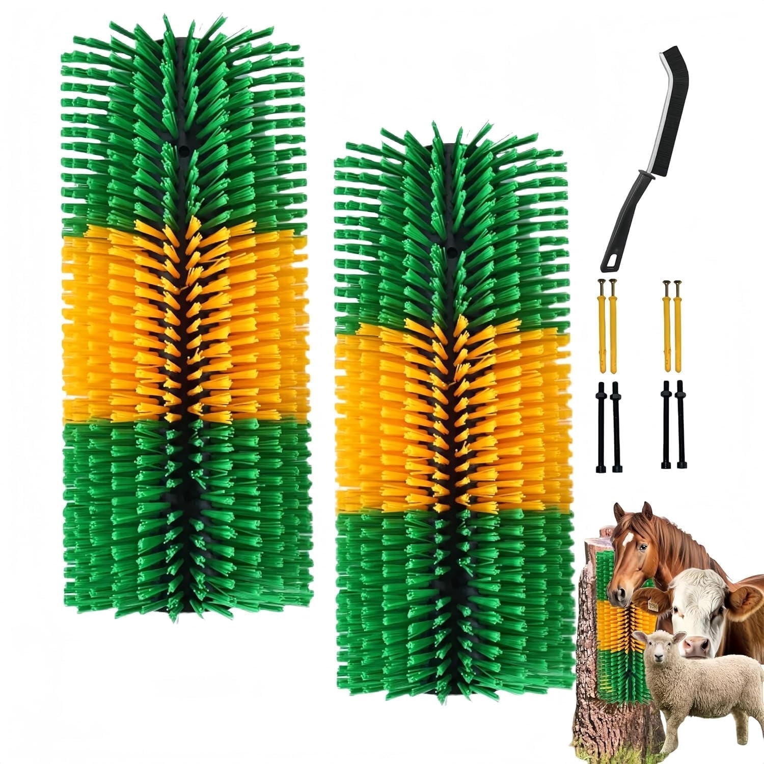 DENZUS 2PCS Livestock Scratching Brush, Goat Scratcher Post with ...