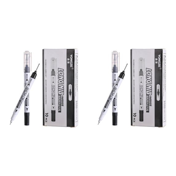 2PCS Long Head Deep Hole Marker Pens,20Mm Long Nib Marker,Longs Nose Markers,Waterproof Construction Markers Marking Tool,Permanent Markers Carpenter Ink Marker Pens,Metal Marking Pens,Black