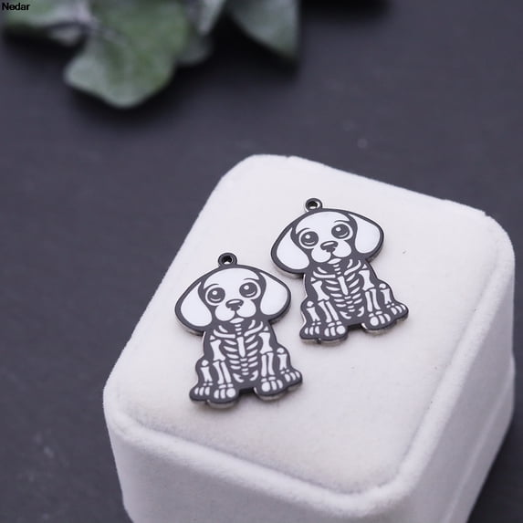 2PCS/Lot Cartoon Cute Dog Charm Animal Pendant for Necklaces Earrings DIY Jewelry Making Stainless Steel Accessories Gift