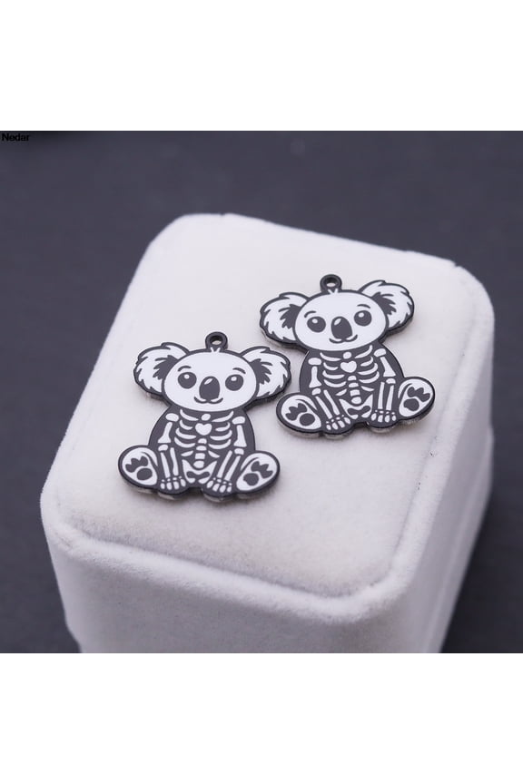 2PCS/Lot Cute Animals Charms Sloth Koala Bear Pendants Stainless Steel Accessories for DIY Jewelry Making Handmade Earring
