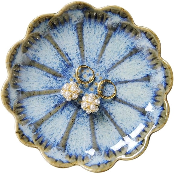 2PCS Lotus Leaf Shape Ring Holder Dish, Small Key Bowl, Ceramic Trinket Tray Jewelry Dish Organizing Necklace Earrings for Mom Friend Sister, All Jewelries Are NOT Included.White+Light Green.