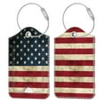 thumbnail image 1 of 2PCS Luggage Tags, Privacy Cover ID Label with Stainless Steel Loop and Address Card for Travel Bag Suitcase, US Flag, 1 of 7
