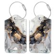 thumbnail image 1 of 2PCS Luggage Tags, Privacy Cover ID Label with Stainless Steel Loop and Address Card for Travel Cruise Bag Suitcase, Cloudy Marble, 1 of 7