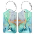thumbnail image 1 of 2PCS Luggage Tags, Privacy Cover ID Label with Stainless Steel Loop and Address Card for Travel Cruise Bag Suitcase, Emerald Marble, 1 of 7