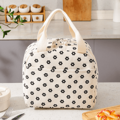 2PCS Lunch Bag for Women Men Cute Corduroy Lunch Tote Bags Reusable Insulated Lunch Box Large Capacity Reusable Insulated Cooler for Work Picnic or Travel (Corduroy floral)(13L)