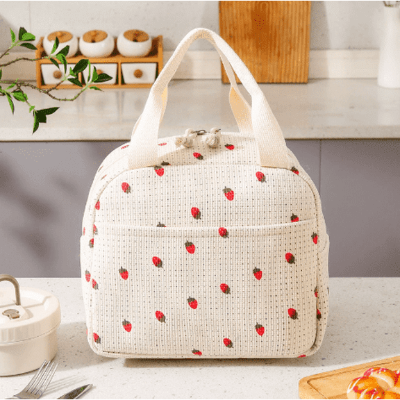 2PCS Lunch Bag for Women Men Cute Corduroy Lunch Tote Bags Reusable Insulated Lunch Box Large Capacity Reusable Insulated Cooler for Work Picnic or Travel(13L)