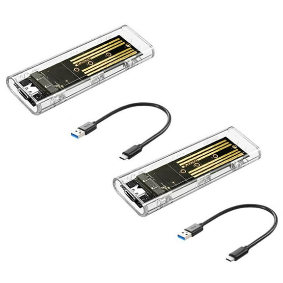 2PCS M2 SSD Case M.2 NVME Enclosure Portable USB3.1 Type-C Transparent Hard Disk 5Gbps for PC