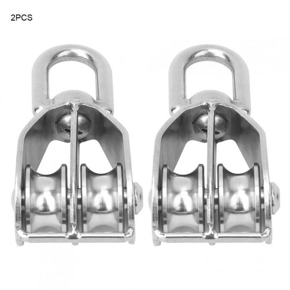 2PCS M20 Stainless Steel 304 Double Wheel Fixed Pulley Lifting Sheave