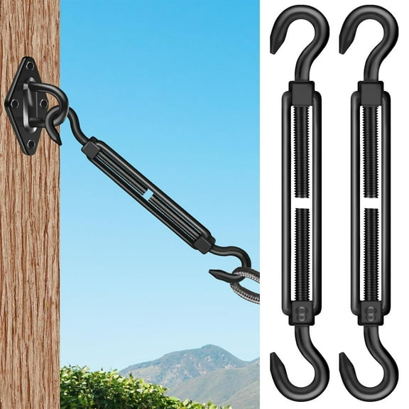 2PCS M8 Hook & Hook Turnbuckle, 304 Stainless Steel, Black, Adjustable 7.48"-11.02"