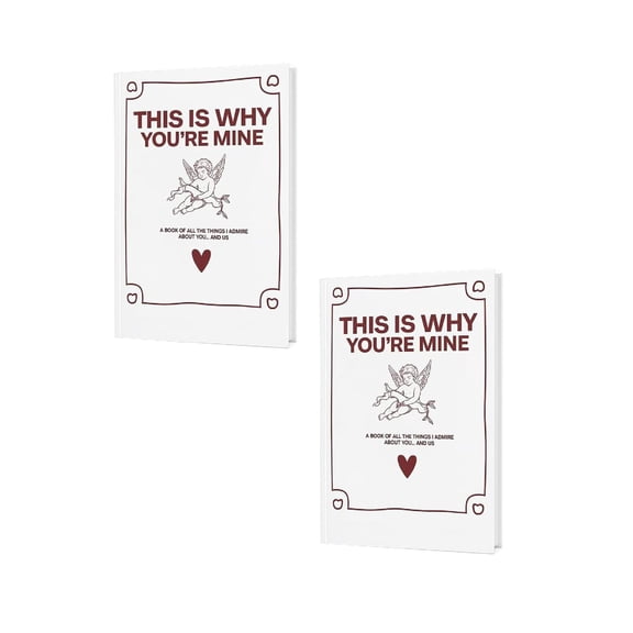 2PCS THIS IS WHY YOU'RE MINE Keepsake Book Couples Love Story Journal Diary - Guided Prompts for Boyfriend Girlfriend to Write Memorial Dates Anniversaries Moment Valentine's Day Gift for Him Her