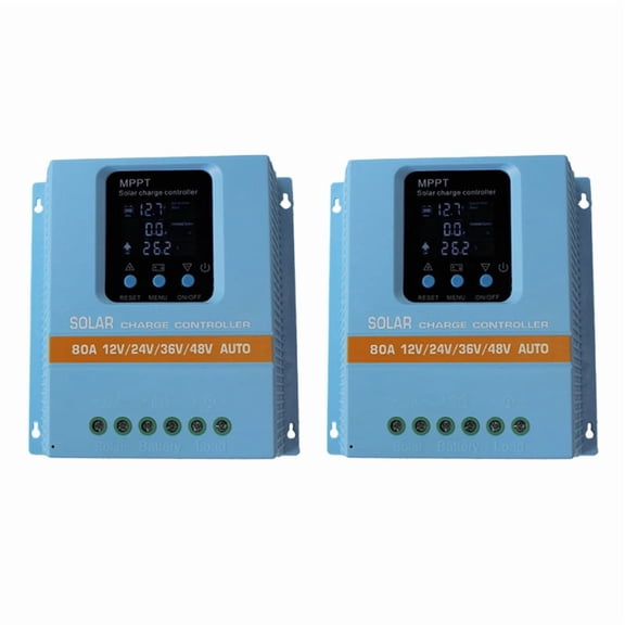 2PCS MPPT Solar Charger Controller 100A 80A 12V-48V Auto Dual USB Charging for Phone Lead-Acid/Lithium Battery