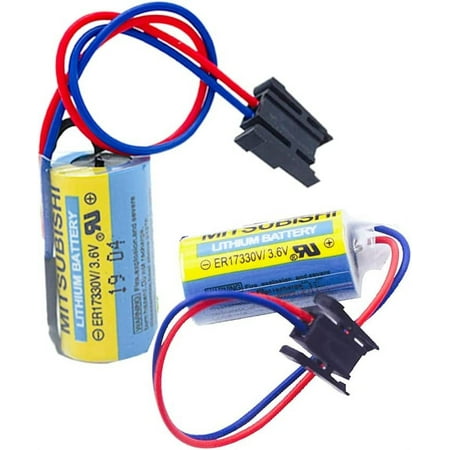 2PCS MR-BAT ER17330V3.6V 1700mAh PLC Battery with Plug for FANUC CNC System, BLUE