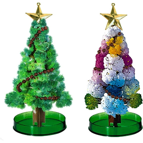 2PCS Magic Growing Christmas Tree Crystal Christmas Tree Green Colorful Presents Novelty Kit for Kids Funny Educational and Party Toys DIY Christmas Tree Nightmare Before Christmas Decorations