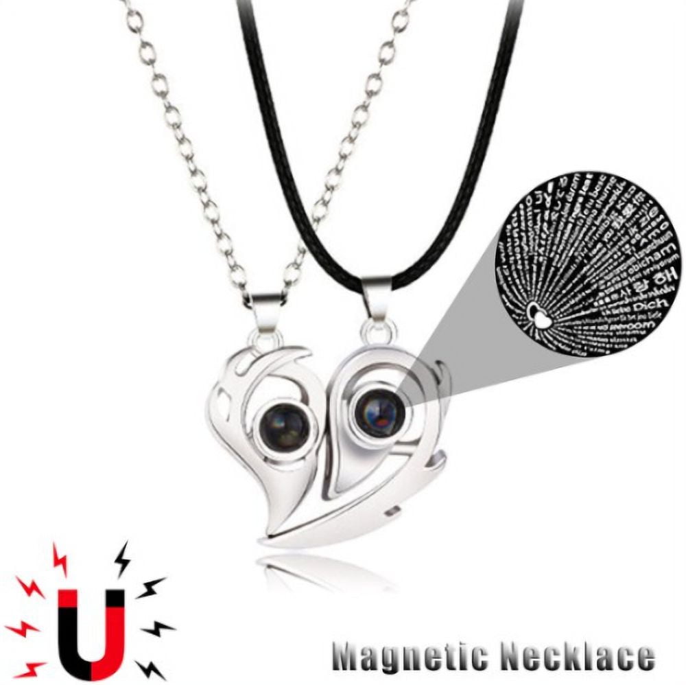 1pair Magnetic Heart Pendant Necklace Jewelry Choker Magnet Couple Nec