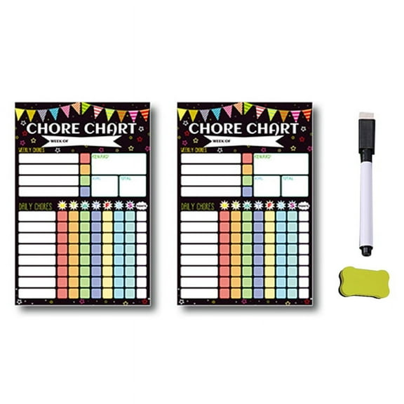 2PCS Magnetic Planning Reward Chart for Teenagers Daily and Weekly Dry Erase Chores Refrigerator
