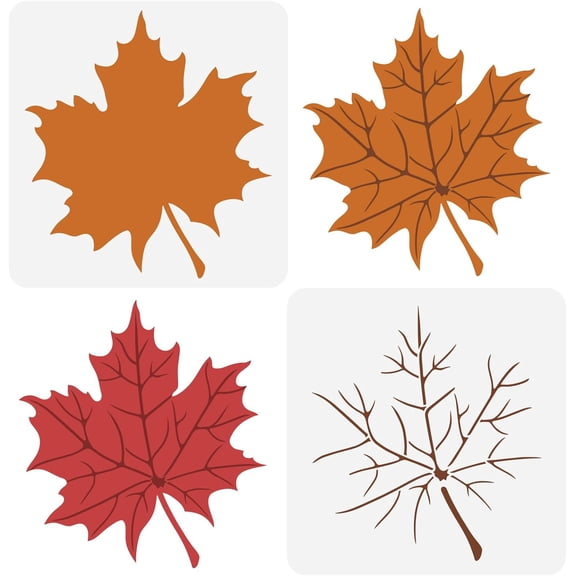 2PCS Maple Leaf Stencils 11.8x11.8inch Large Layered Leaves Stencils Autumnn Plants Painting Templates Leaf with Laef Stem Stencil for Home Garden Farm Canvas Fabric Wood Clothes
