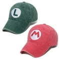 thumbnail image 1 of 2PCS Mario Luigi Brothers Costume Hat Halloween Cosplay Baseball Cap, 1 of 7