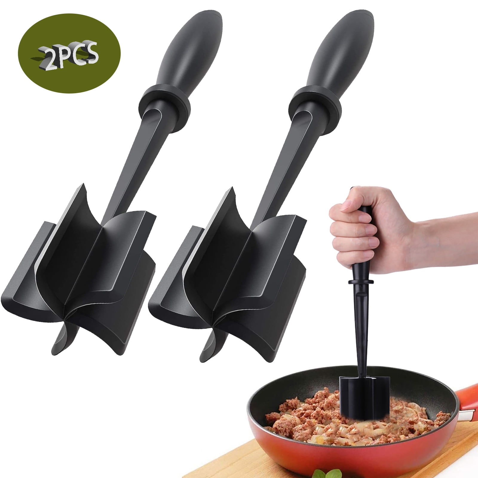 2PCS Meat Chopper, Multifunctional Heat Resistant Masher and Mix